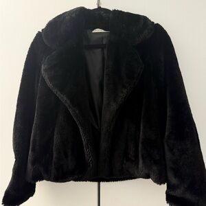 Elegant Black Faux Fur Jacket